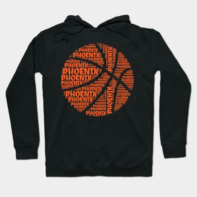 Phoenix Typography Design Basketball Hoodie by jodotodesign